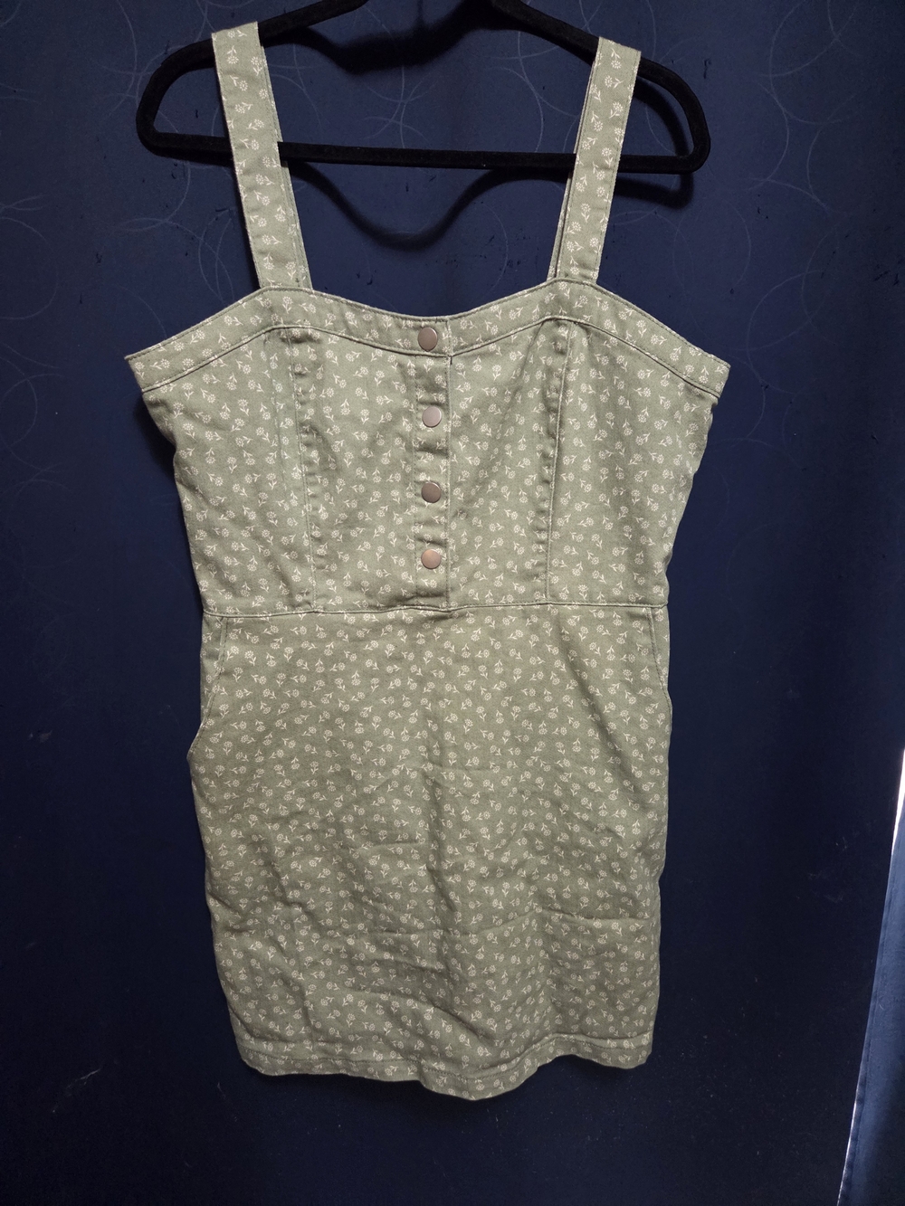 No Boundaries Sage Green Floral Mini Dress with Button Front